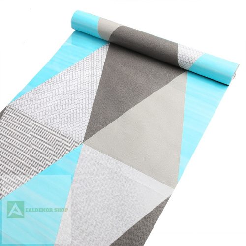   Öntapadó tapéta háromszög, türkiz; 10 méteres tekercsben