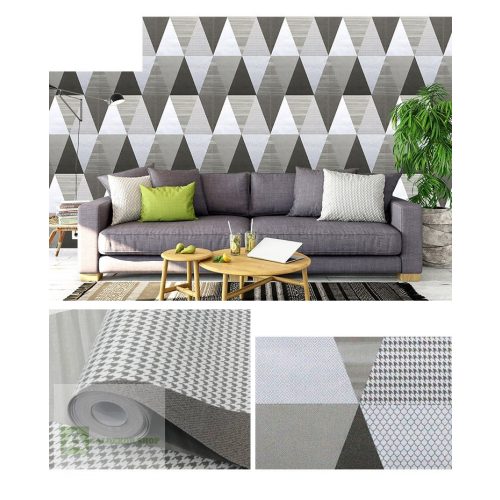   Öntapadó tapéta háromszög, szürke; 10 méteres tekercsben