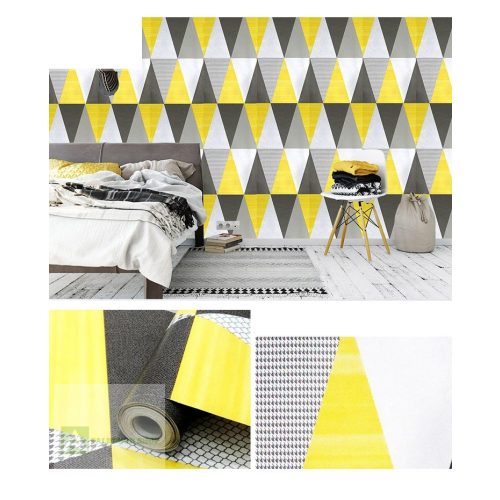   Öntapadó tapéta háromszög, sárga; 10 méteres tekercsben
