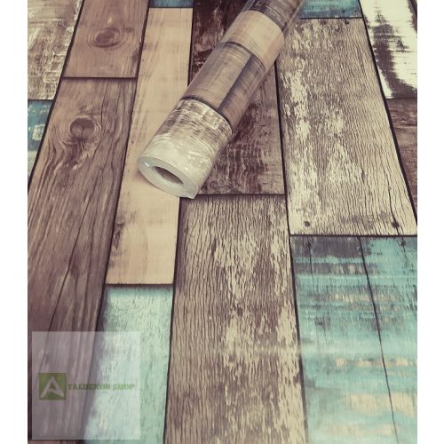 Öntapadó tapéta fadeszka, kék-barna 