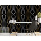 Öntapadó tapéta szürke-arany formák 10 méteres tekercsben