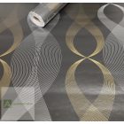 Öntapadó tapéta szürke-arany formák 10 méteres tekercsben