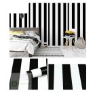 Öntapadó tapéta fekete-fehér csíkos; 10 méteres tekercsben